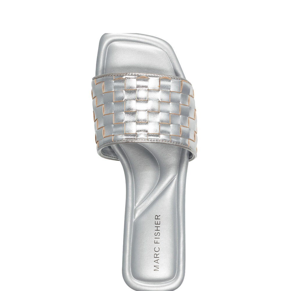 Marc Fisher Lecee Woven Flat Sandal | Silver