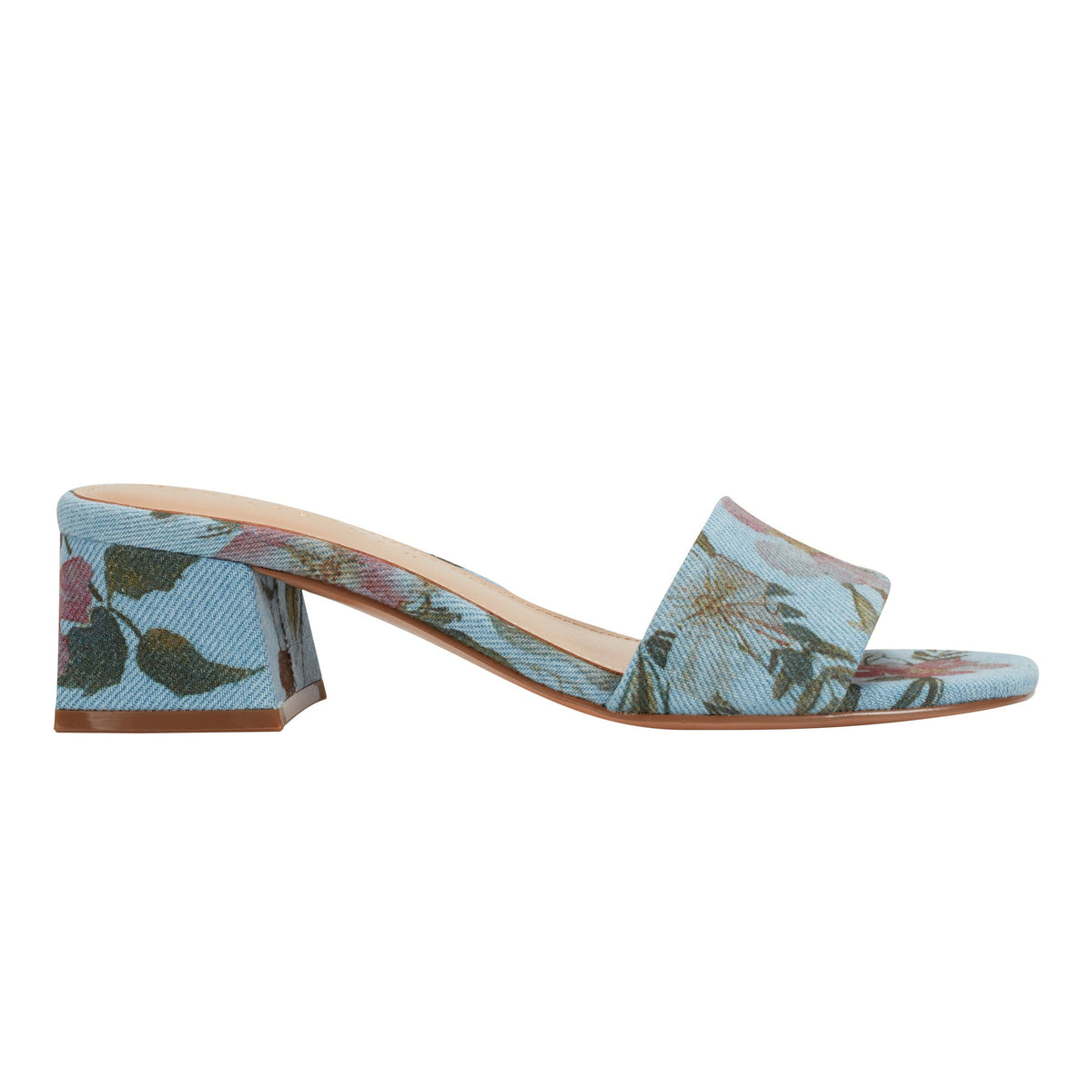 Marc Fisher Olysa Slide Dress Sandal | Blue Floral