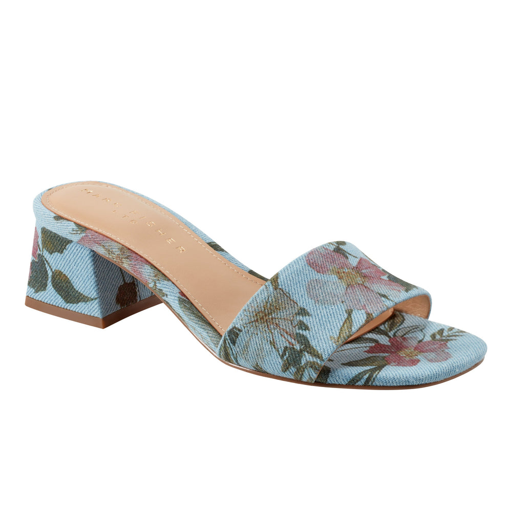 Marc Fisher Olysa Slide Dress Sandal | Blue Floral