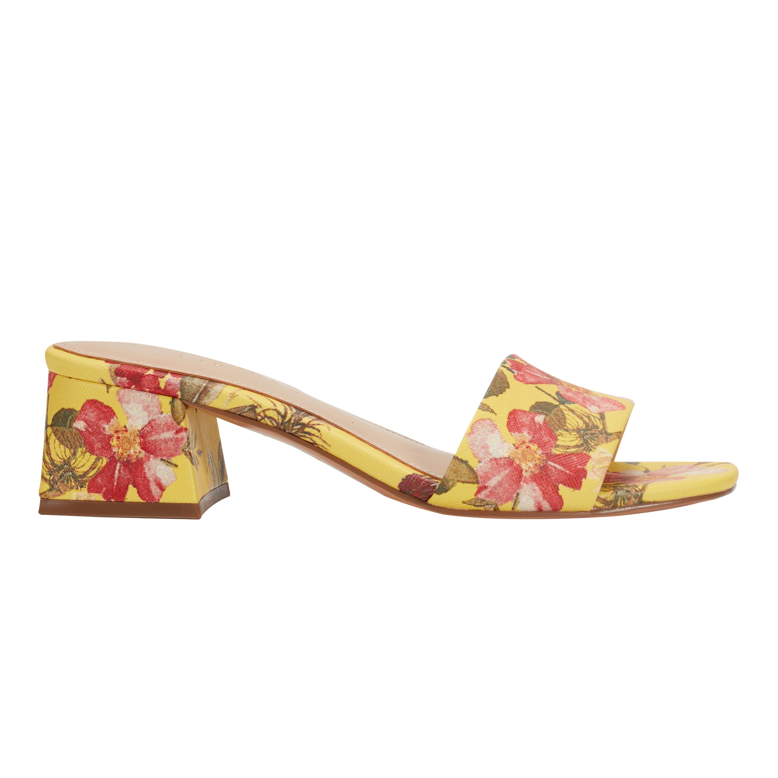 Marc Fisher Olysa Slide Dress Sandal | Yellow Floral
