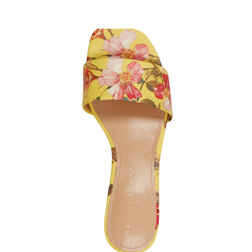 Marc Fisher Olysa Slide Dress Sandal | Yellow Floral