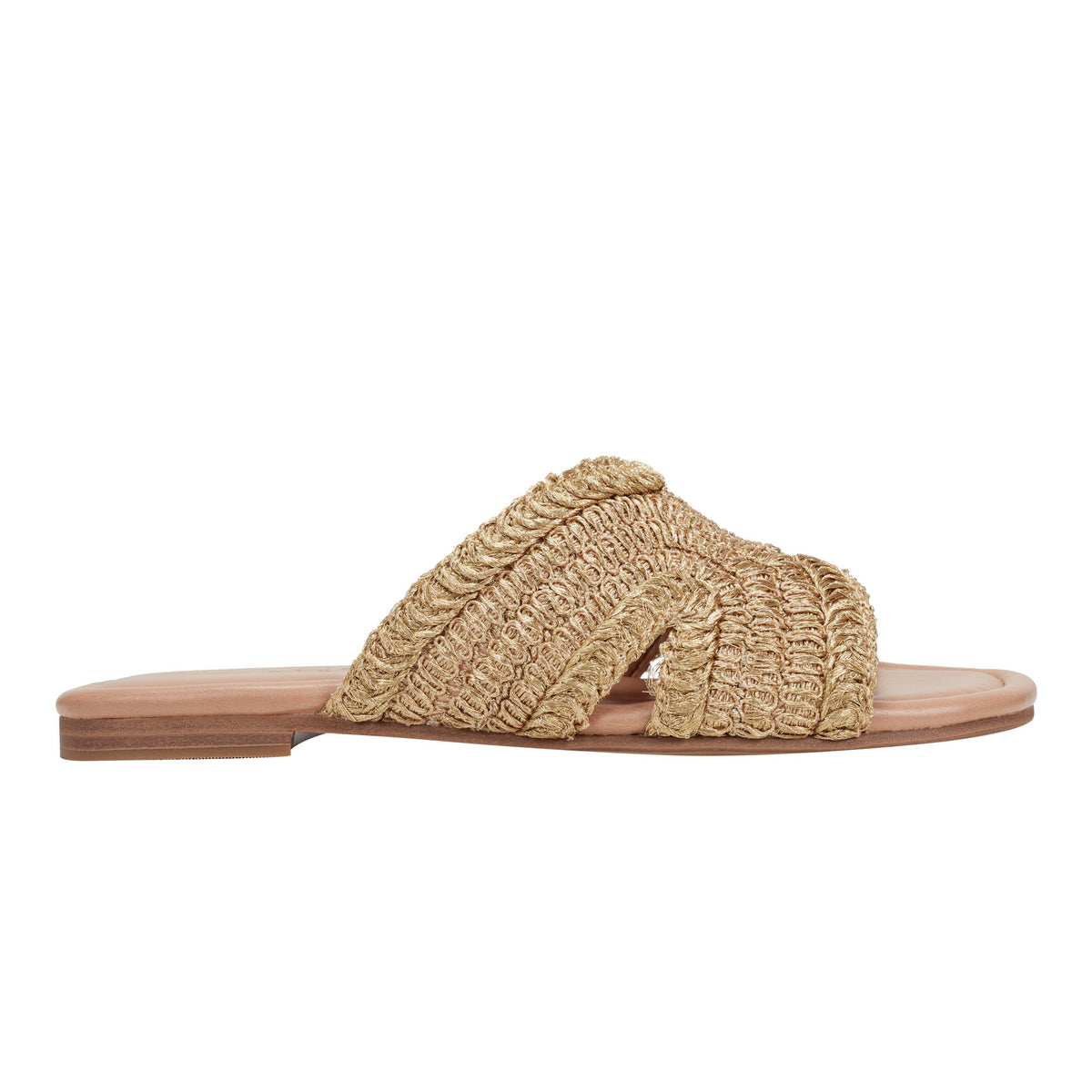 Marc Fisher Narda Flat Sandal | Gold Raffia