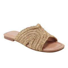 Marc Fisher Narda Flat Sandal | Gold Raffia