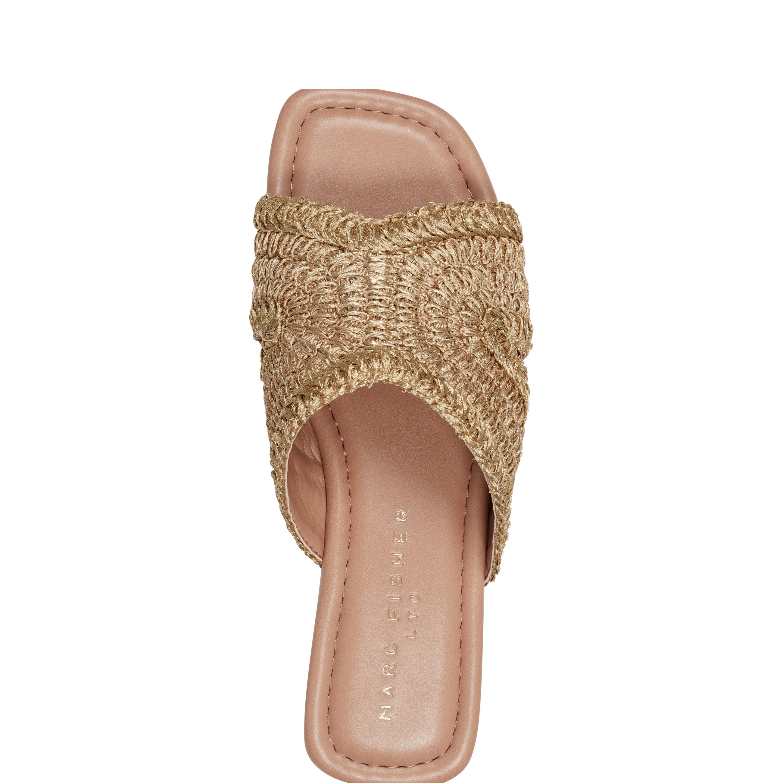 Marc Fisher Narda Flat Sandal | Gold Raffia