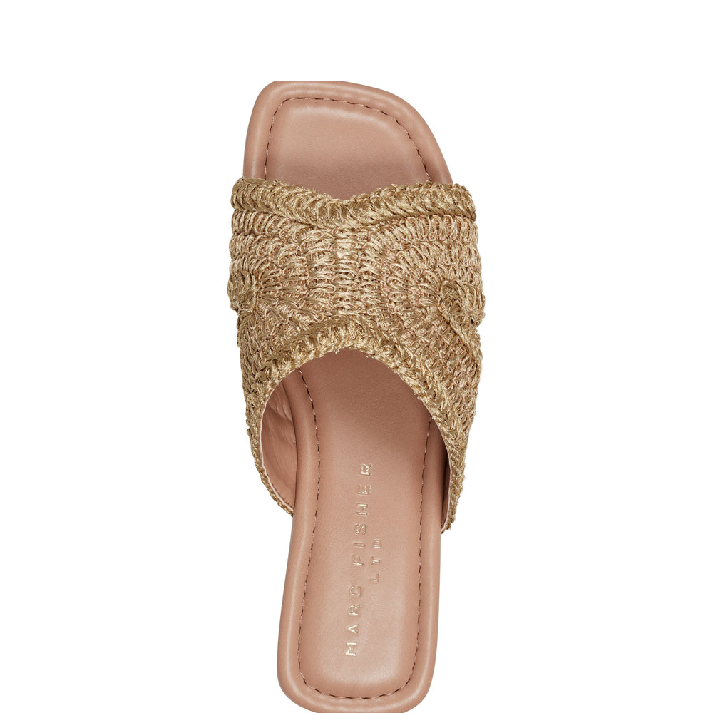 Marc Fisher Narda Flat Sandal | Gold Raffia