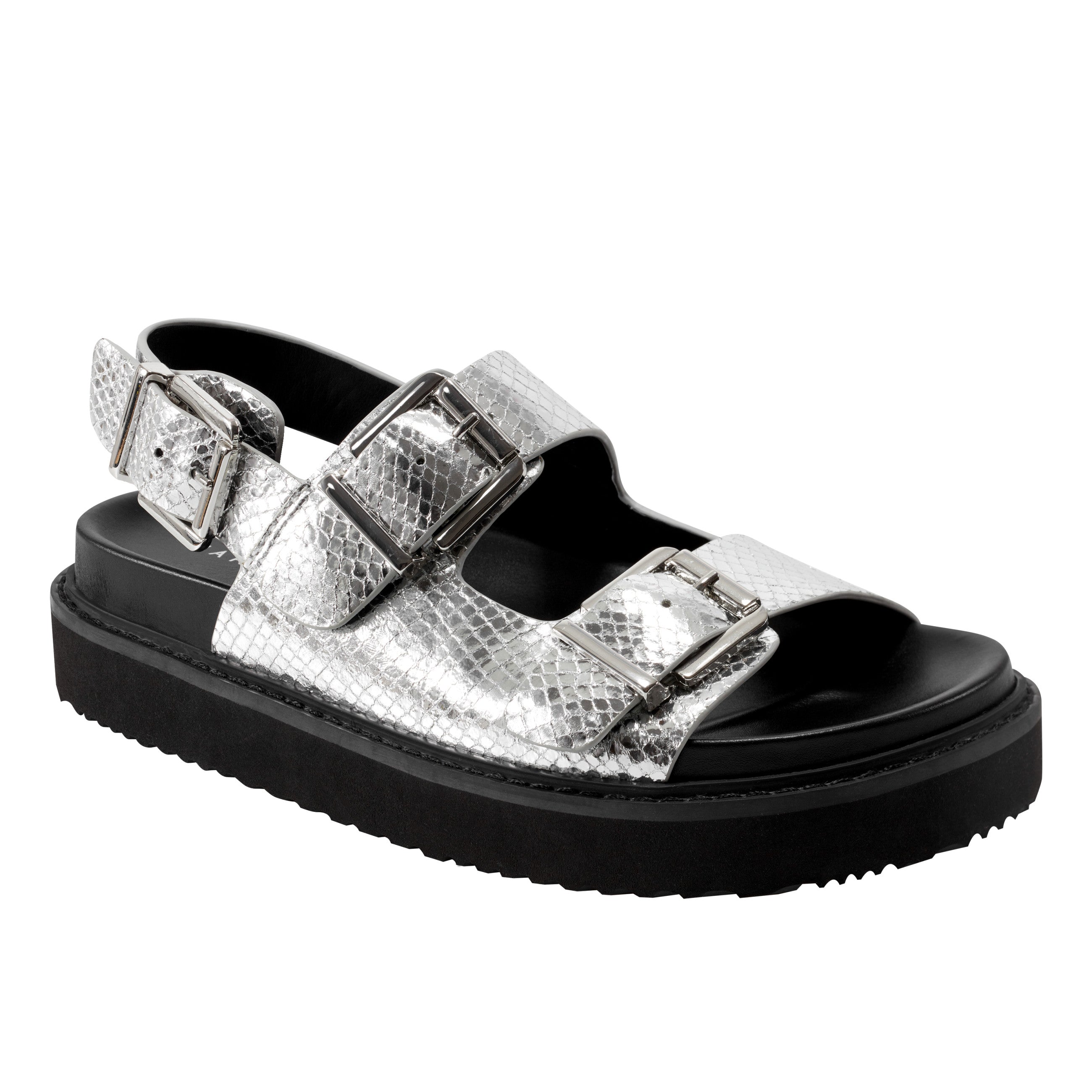 Marc Fisher Agenda Footbed Sandal | Silver