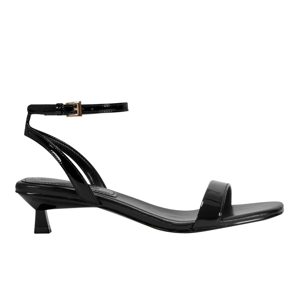 Marc Fisher Alona Ankle Strap Sandal | Black Patent Leather