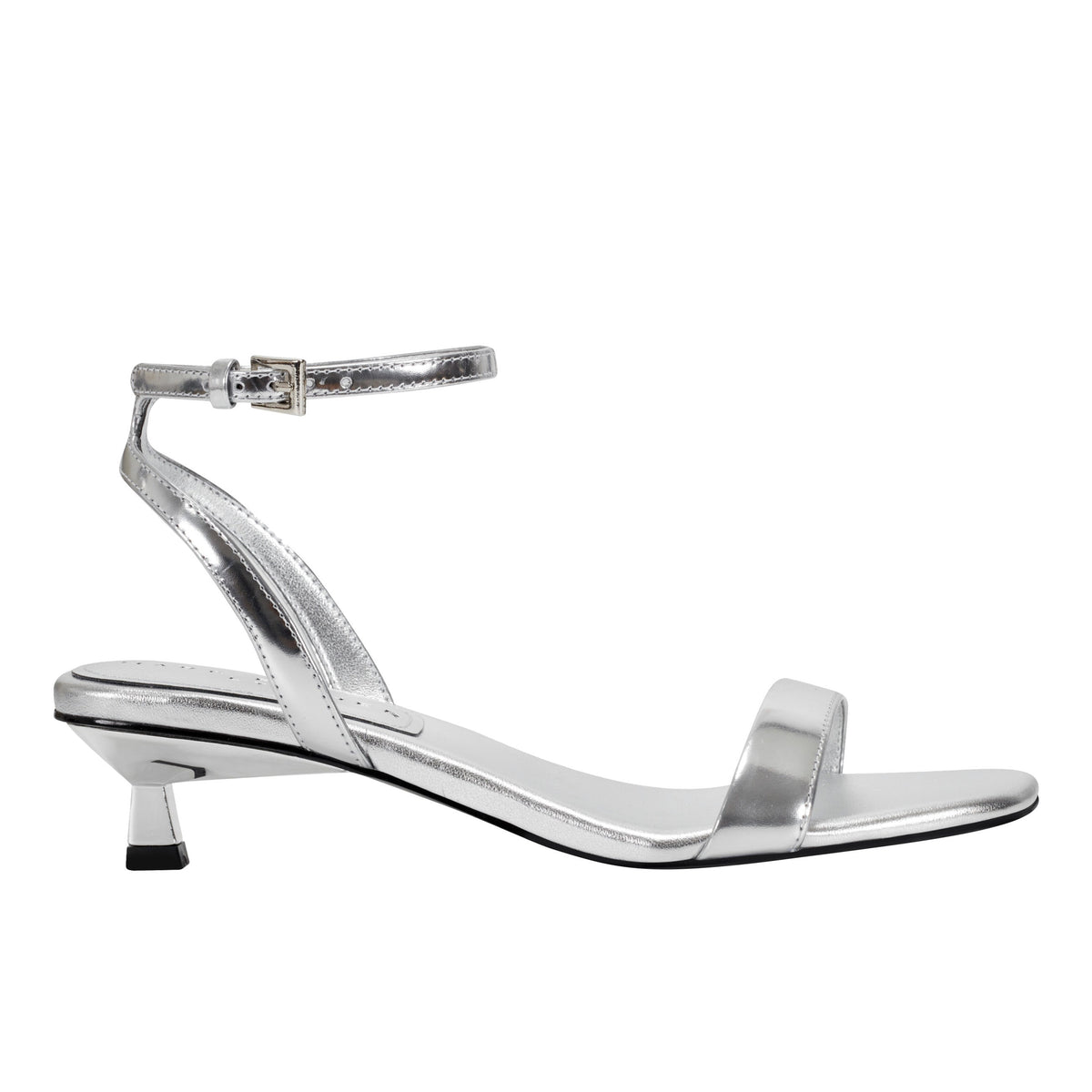 Marc Fisher Alona Ankle Strap Sandal | Silver Leather