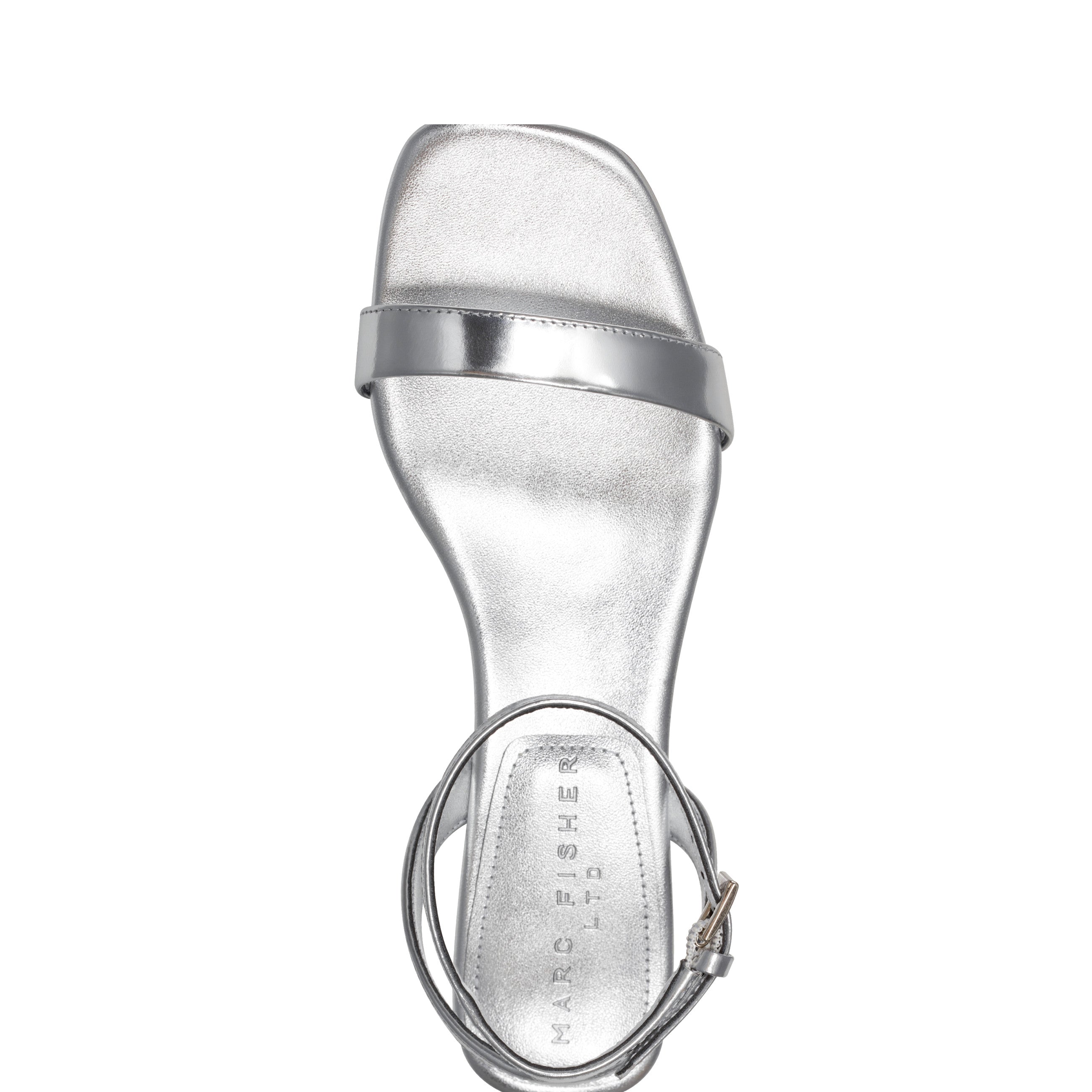 Marc Fisher Alona Ankle Strap Sandal | Silver Leather