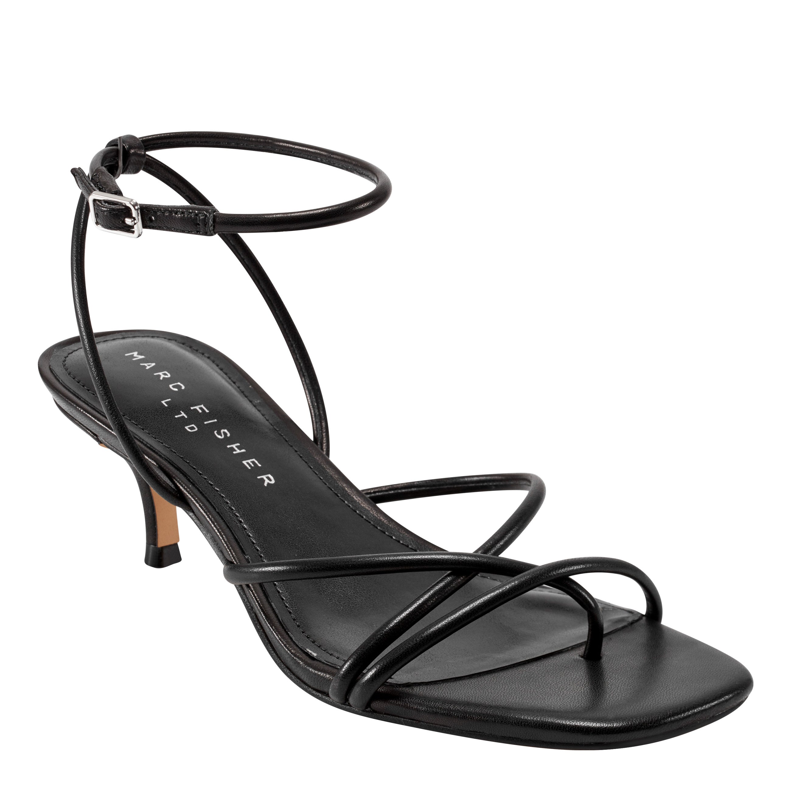 Marc Fisher Ballen Ankle Strap Sandal | Black Leather
