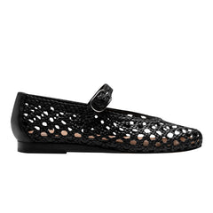 Marc Fisher Evonna Woven Mary Jane Ballet Flat | Black Leather