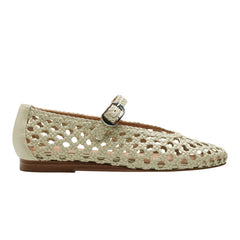 Marc Fisher Evonna Woven Mary Jane Ballet Flat | Chic Cream Leather