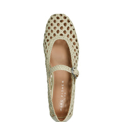 Marc Fisher Evonna Woven Mary Jane Ballet Flat | Chic Cream Leather