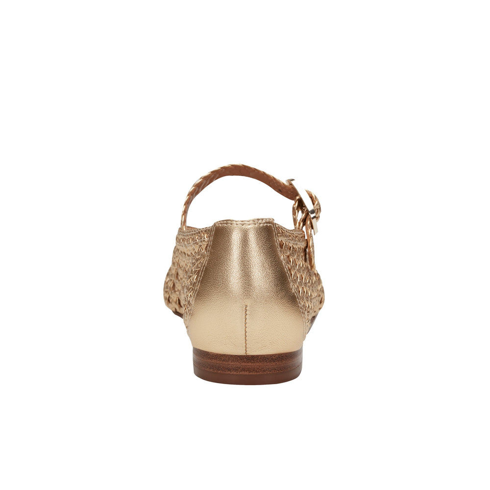 Marc Fisher Evonna Woven Mary Jane Ballet Flat | Gold Leather