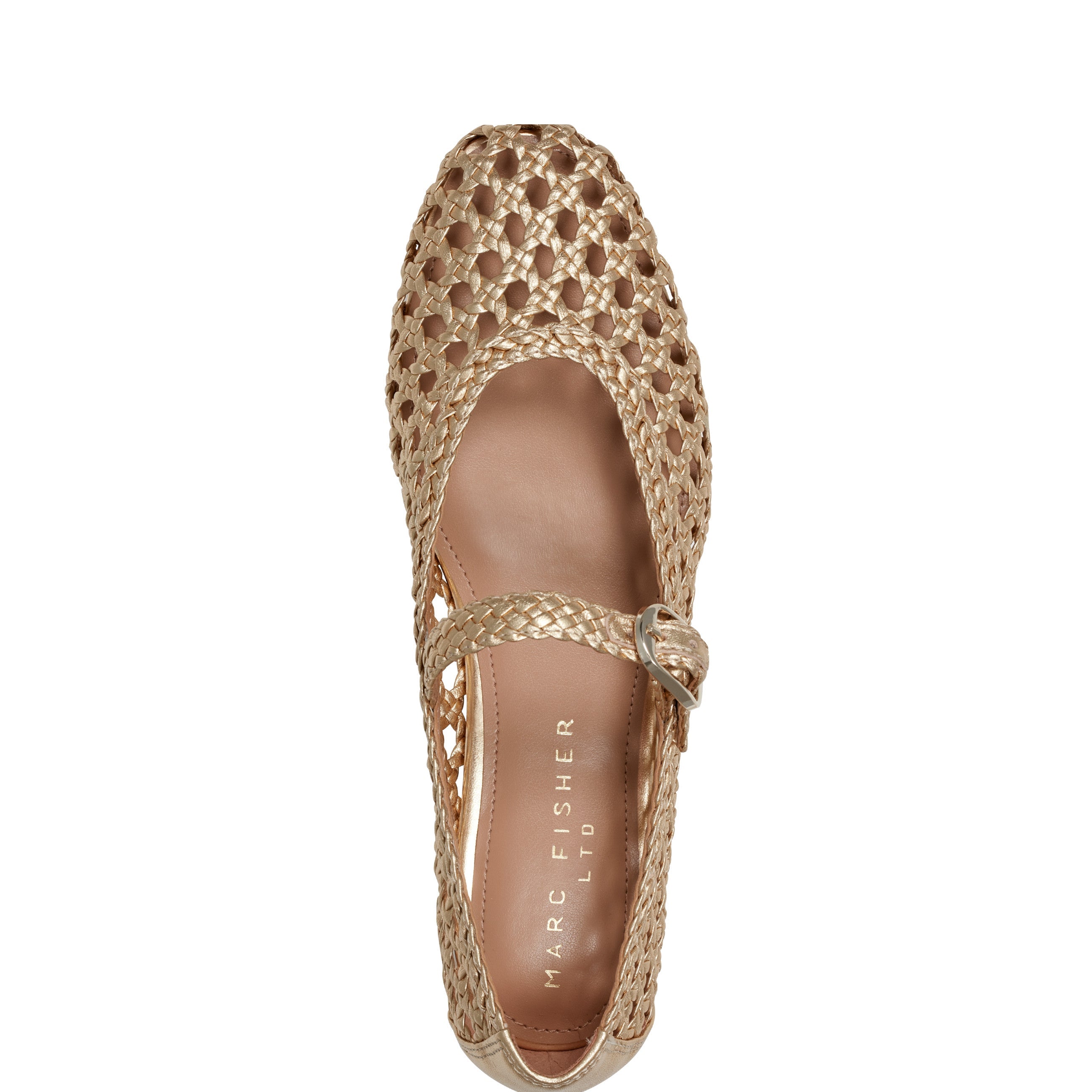 Marc Fisher Evonna Woven Mary Jane Ballet Flat | Gold Leather