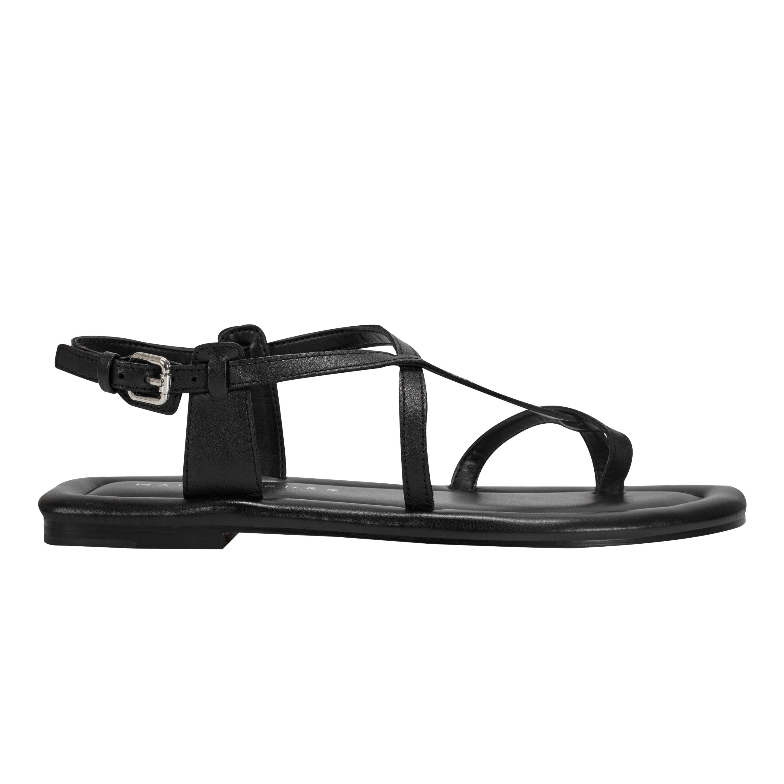 Marc Fisher Gerty Strappy Flat Sandal | Black Leather