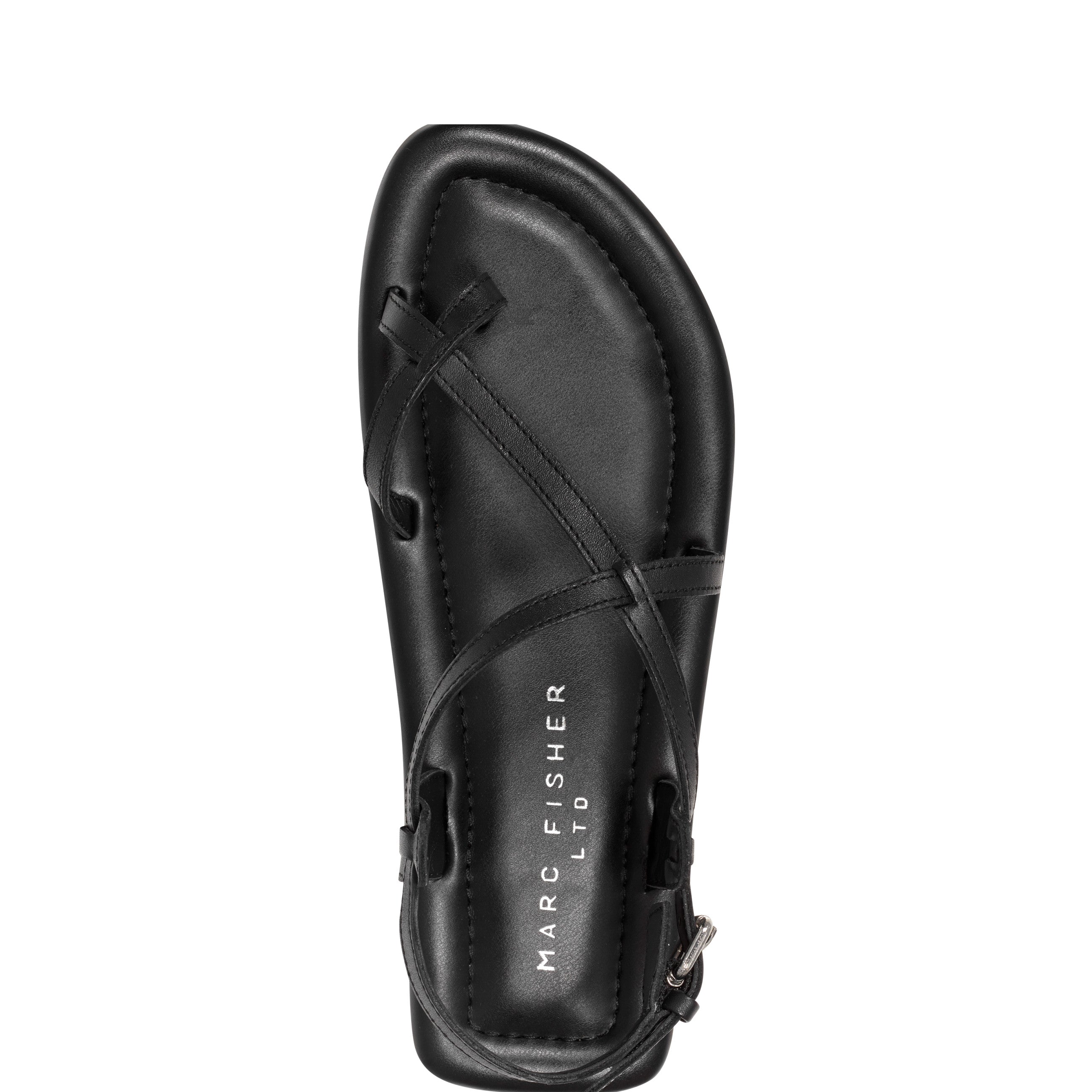 Marc Fisher Gerty Strappy Flat Sandal | Black Leather