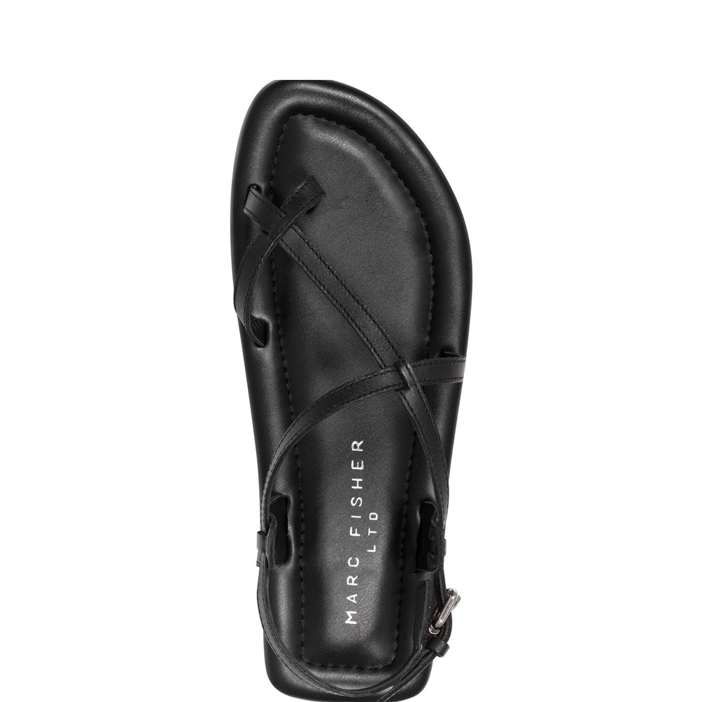 Marc Fisher Gerty Strappy Flat Sandal | Black Leather