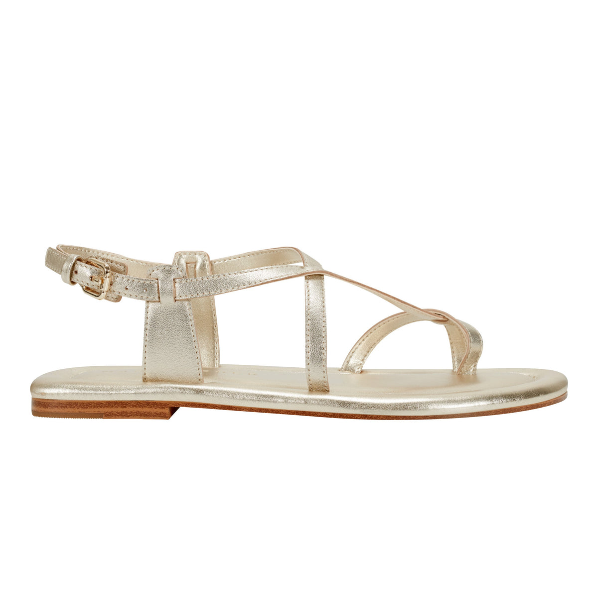 Marc Fisher Gerty Strappy Flat Sandal | Gold Leather