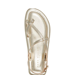 Marc Fisher Gerty Strappy Flat Sandal | Gold Leather