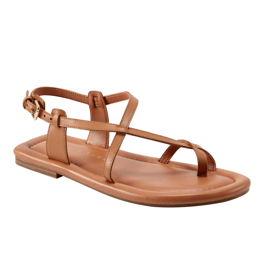 Marc Fisher Gerty Strappy Flat Sandal | Natural Leather