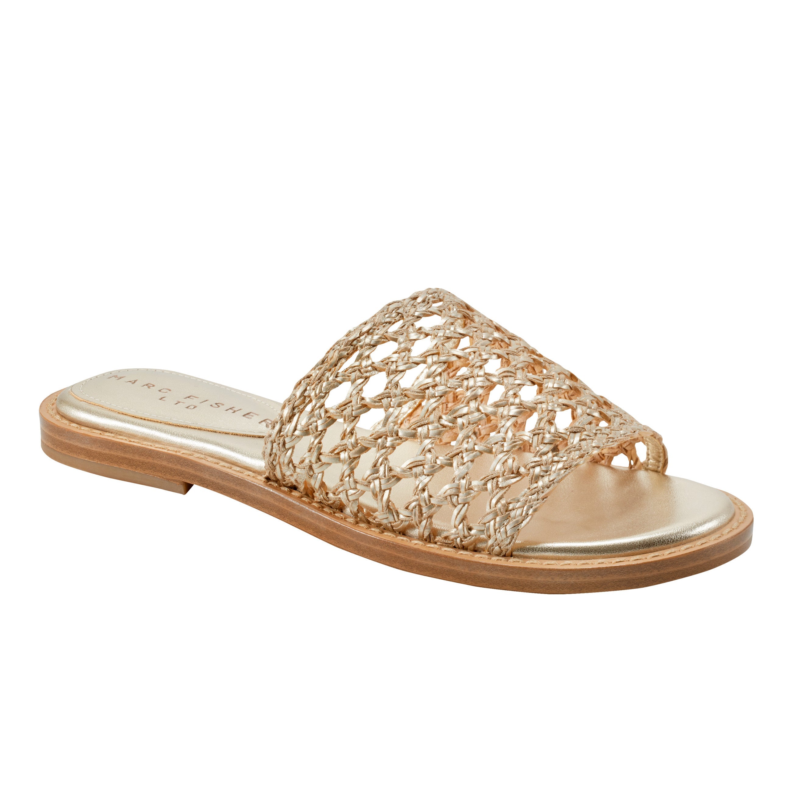 Marc Fisher Glynne Woven Flat Sandal | Gold