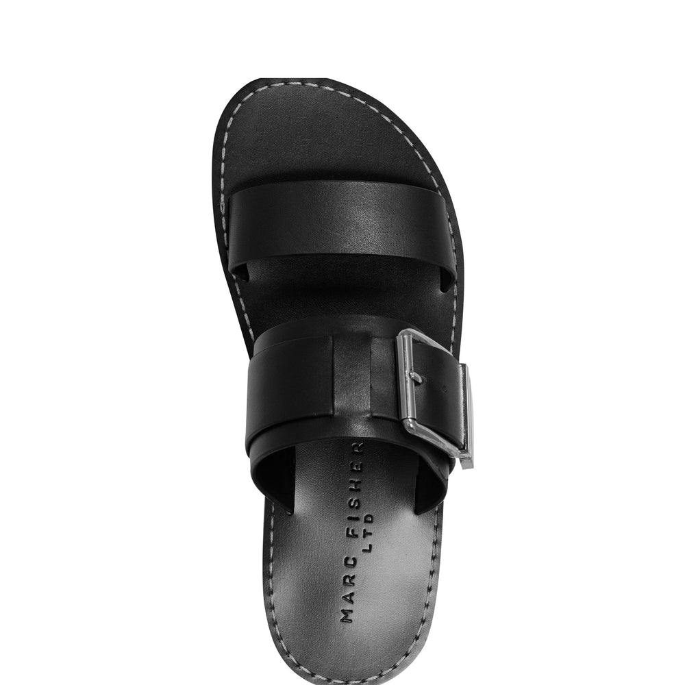 Marc Fisher Hallyn Flat Slide Sandal | Black Leather