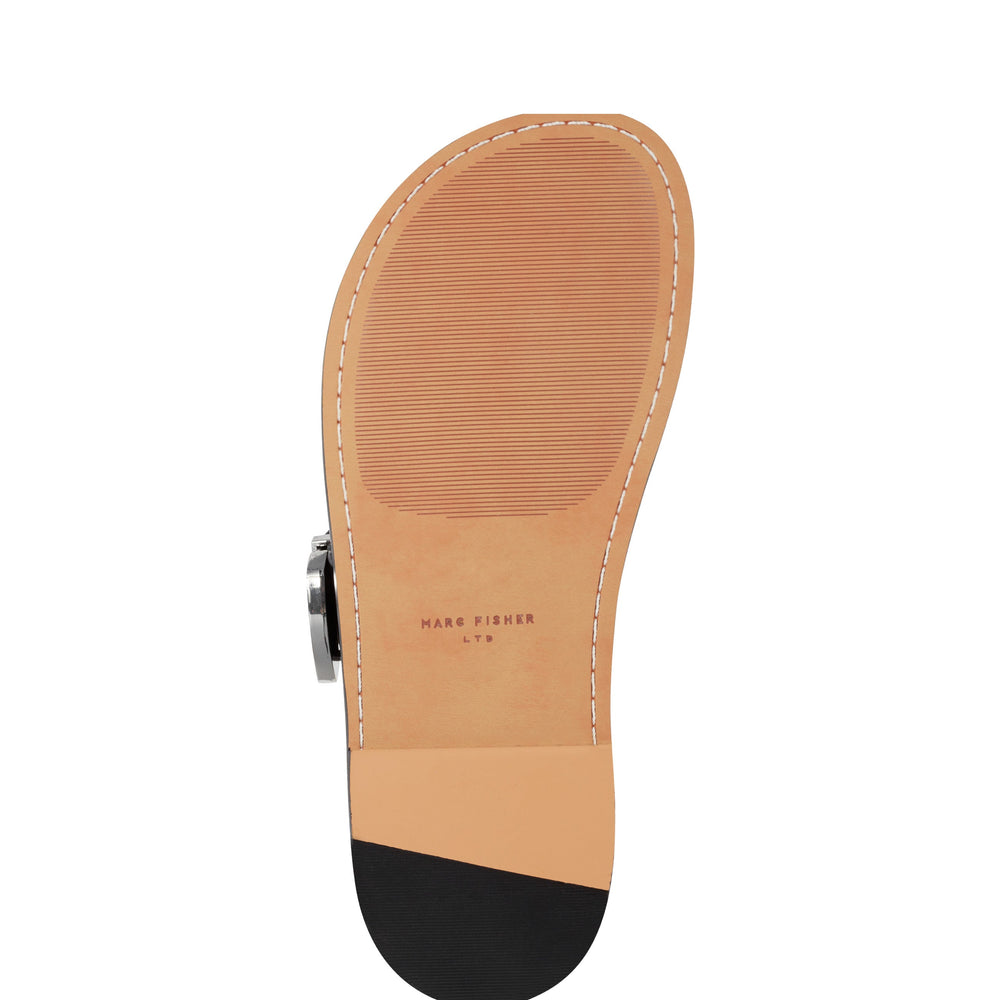 Marc Fisher Hallyn Flat Slide Sandal | Black Leather