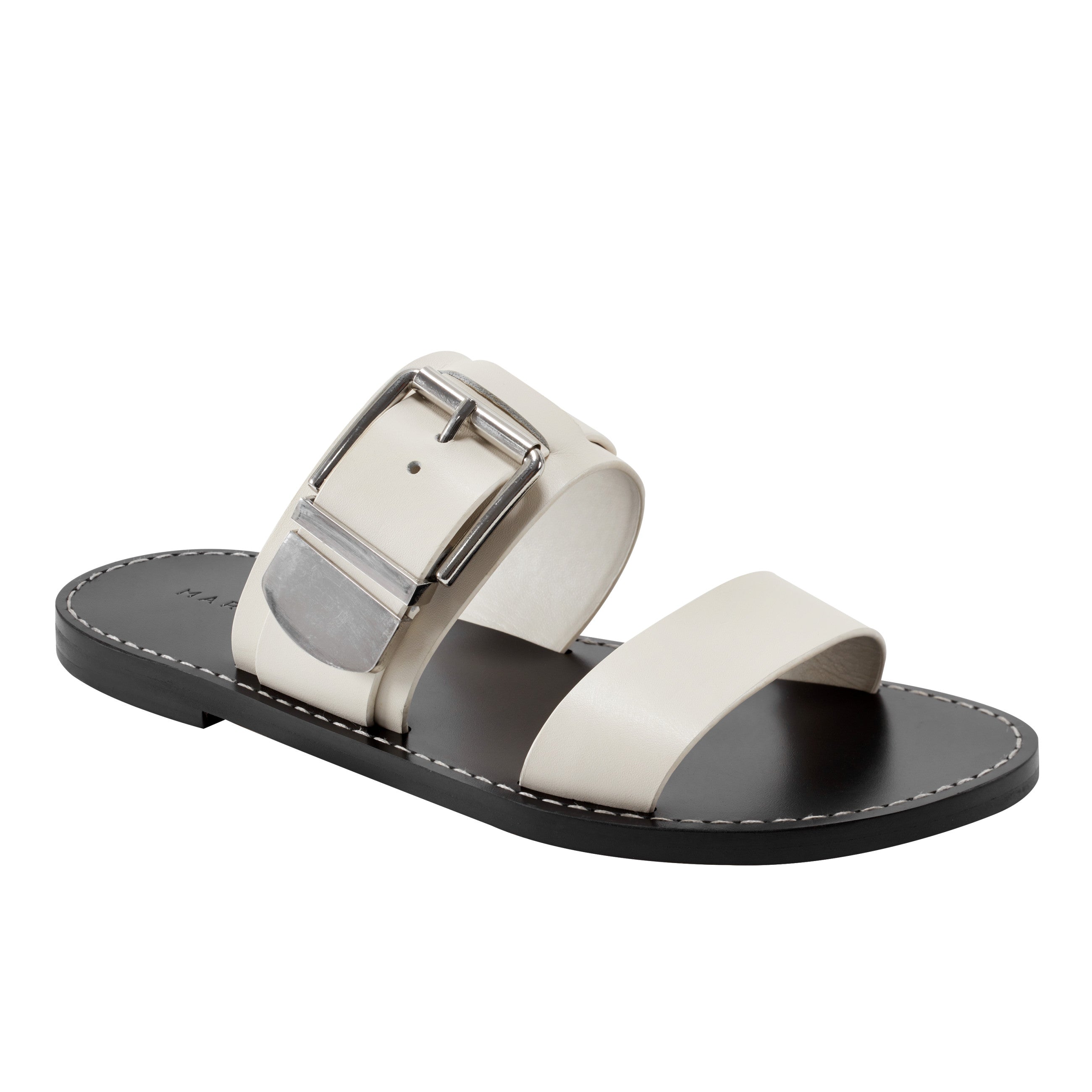 Marc Fisher Hallyn Flat Slide Sandal | Chic Cream Leather