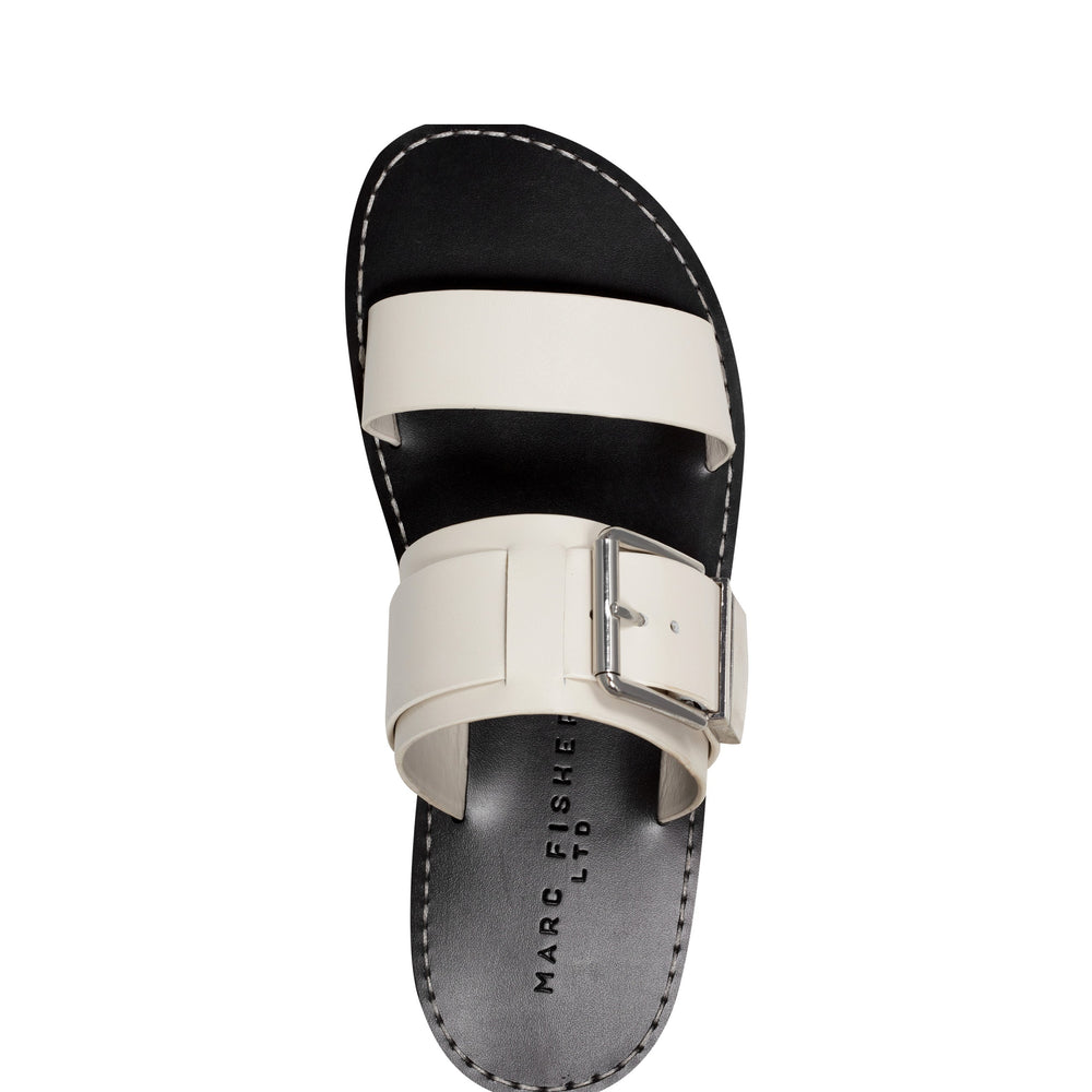Marc Fisher Hallyn Flat Slide Sandal | Chic Cream Leather