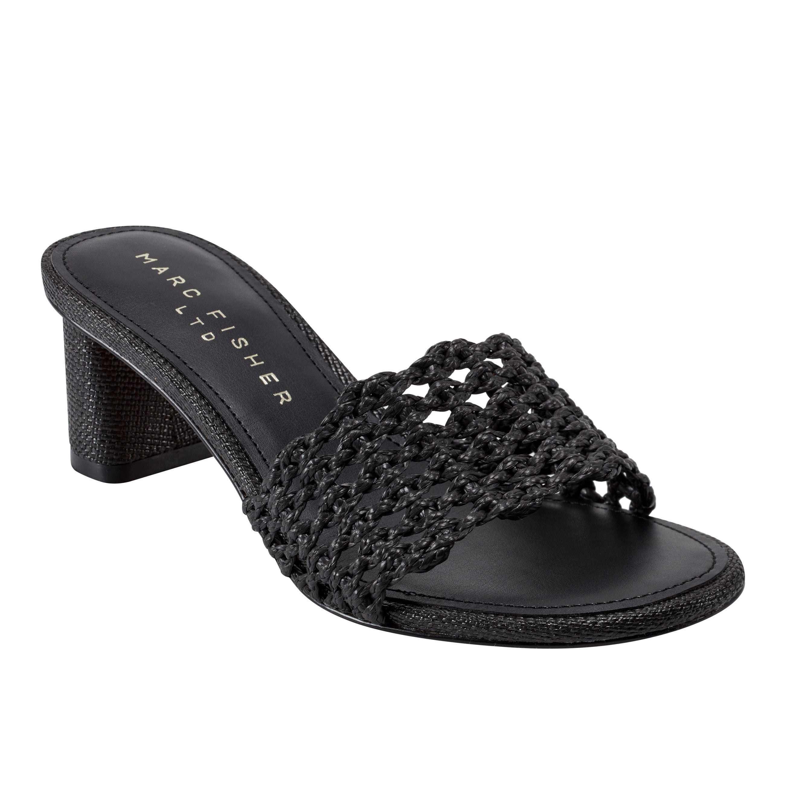 Marc Fisher Jazmine Dress Slide Sandal | Black Raffia