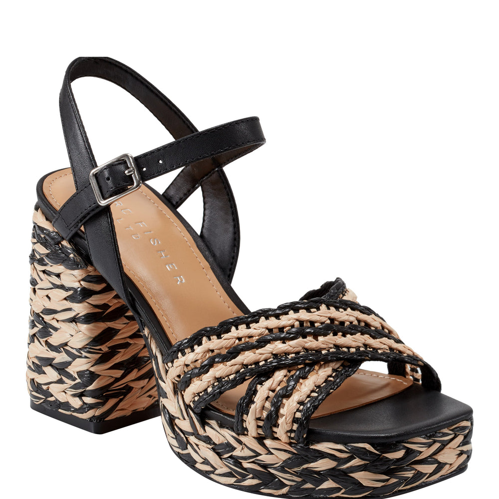 Marc Fisher Juliey Platform Sandal | Natural/Black