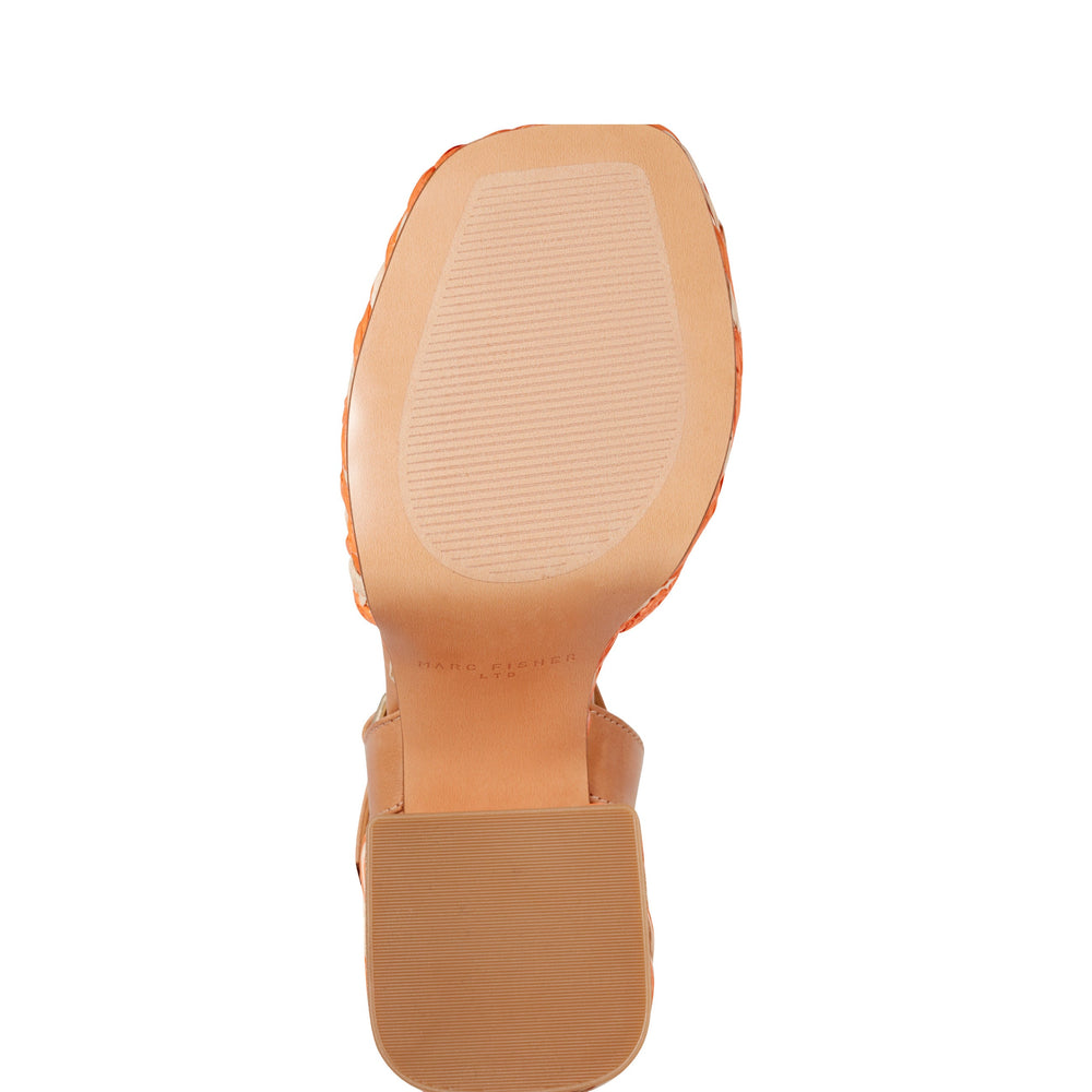 Marc Fisher Juliey Platform Sandal | Natural/Orange Raffia