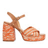 Marc Fisher Juliey Platform Sandal | Natural/Orange Raffia