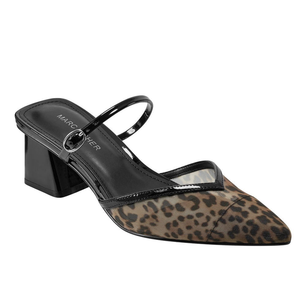 Marc Fisher Lakey Heeled Mule | Leopard Mesh