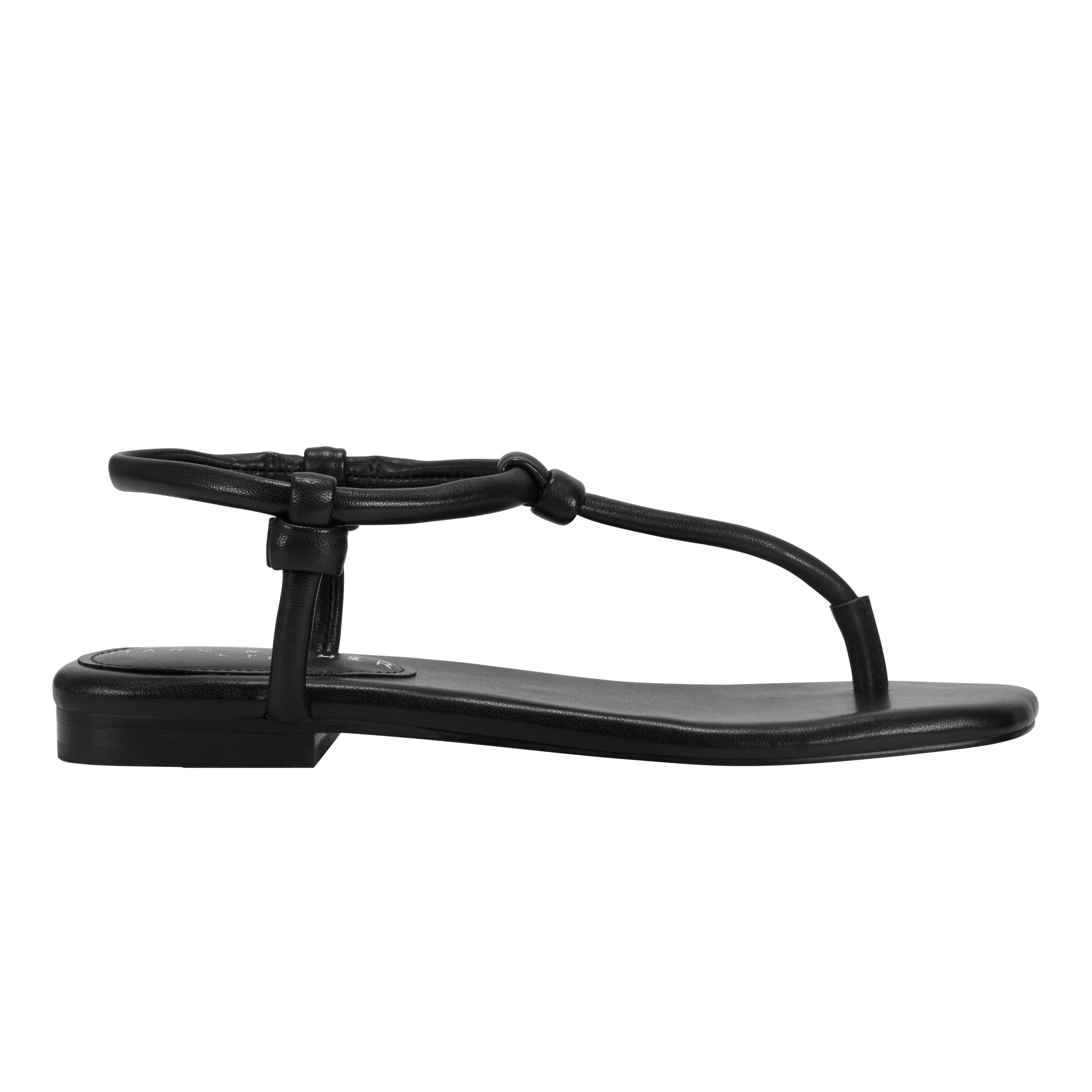 Marc Fisher Maycee Thong Flat Sandal | Black Leather