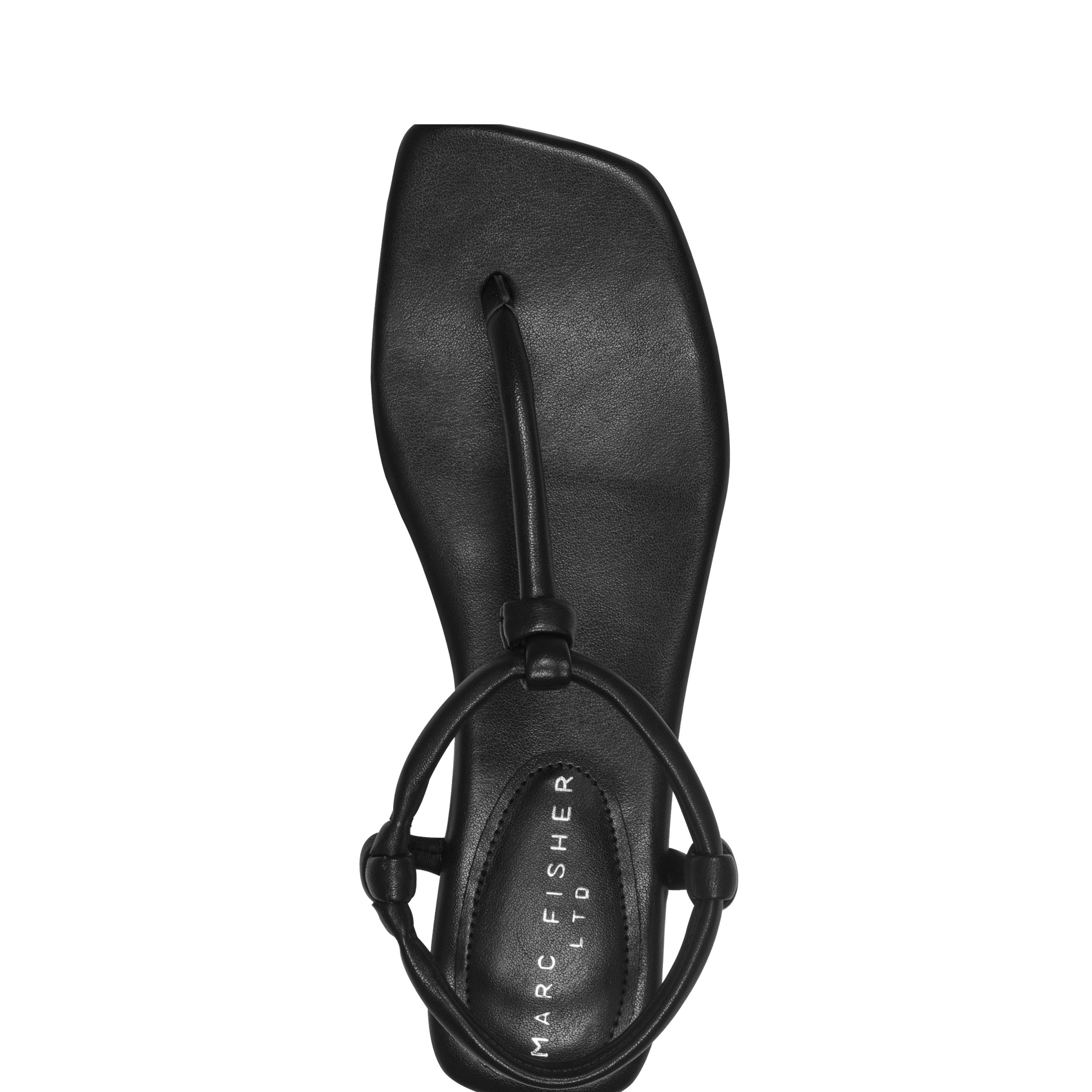 Marc Fisher Maycee Thong Flat Sandal | Black Leather