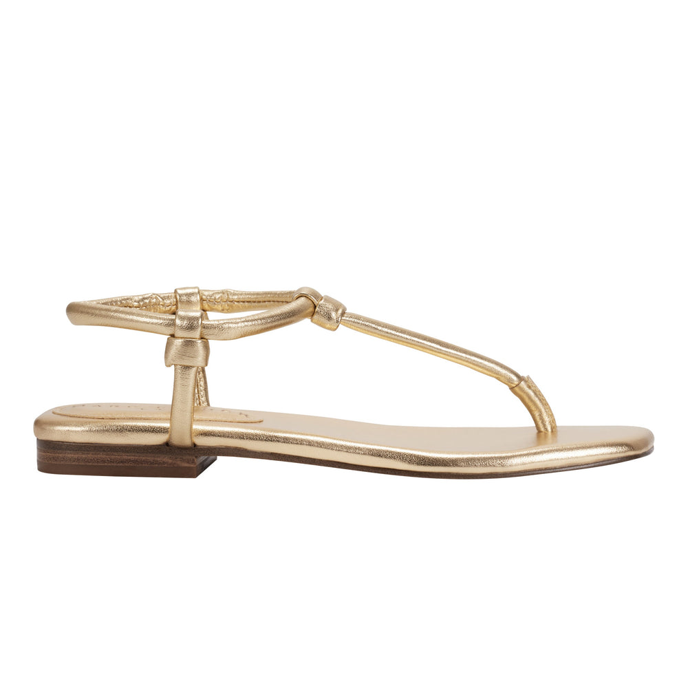 Marc Fisher Maycee Thong Flat Sandal | Gold Leather