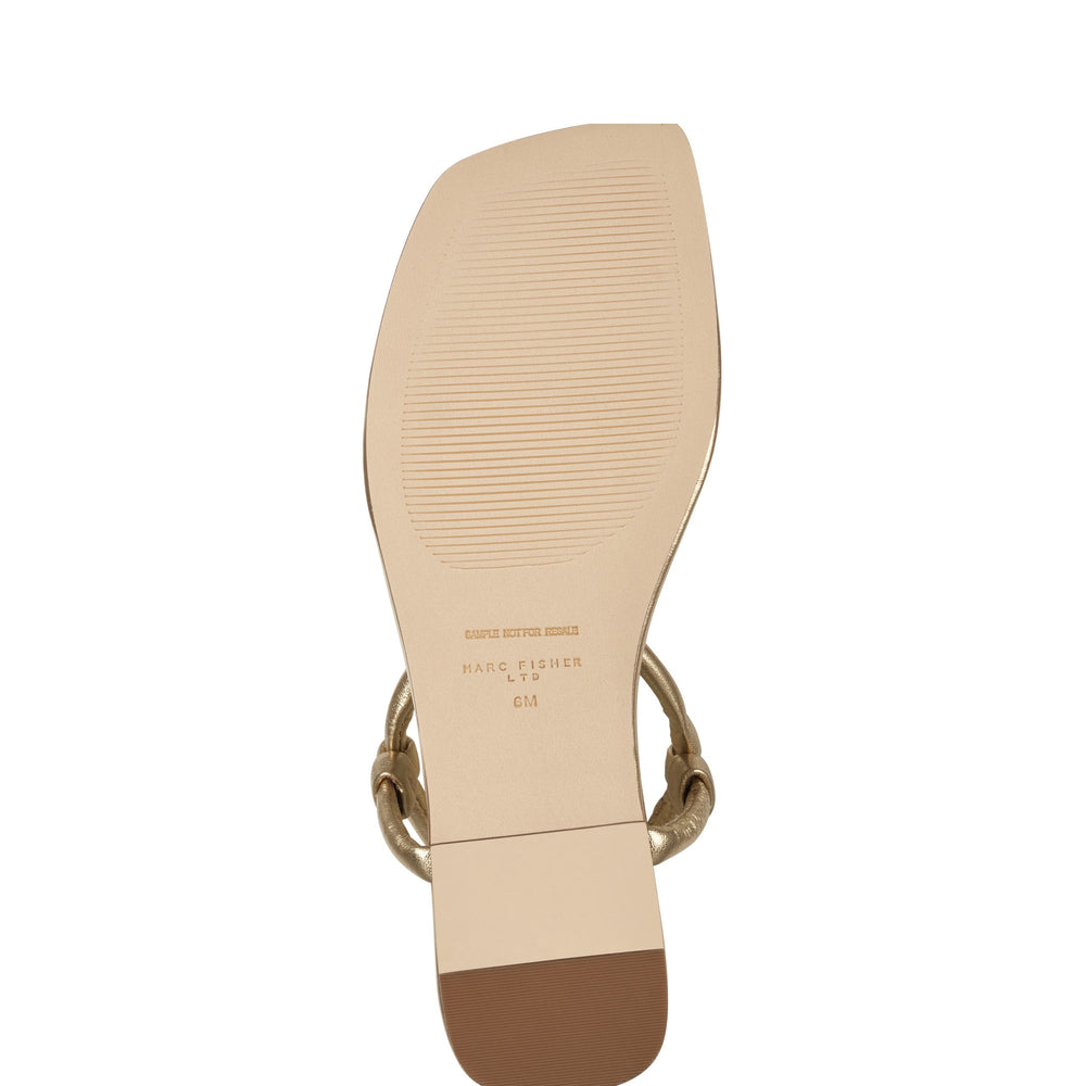 Marc Fisher Maycee Thong Flat Sandal | Gold Leather