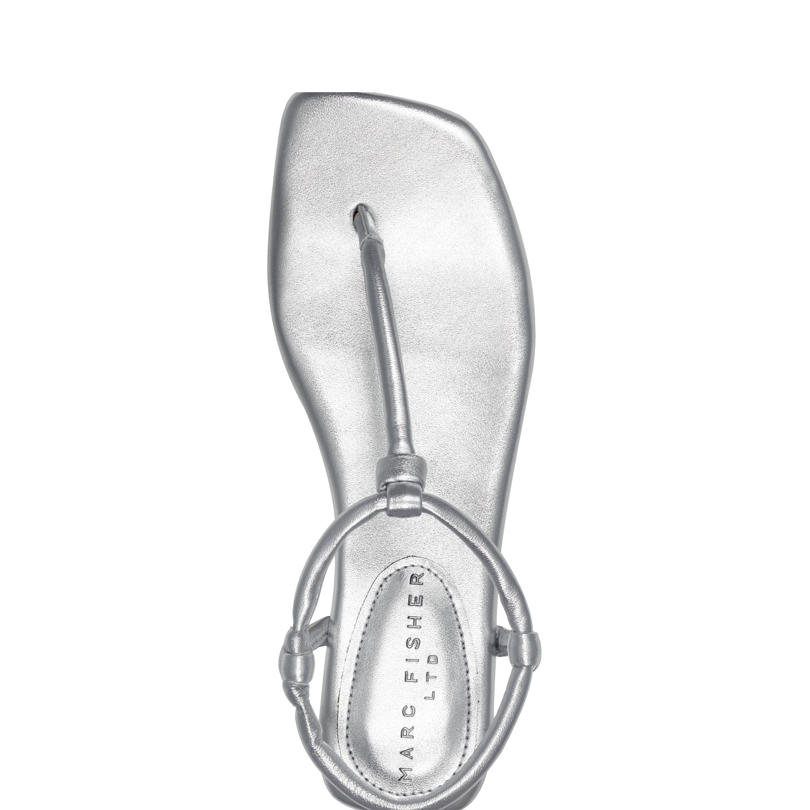 Marc Fisher Maycee Thong Flat Sandal | Silver Leather