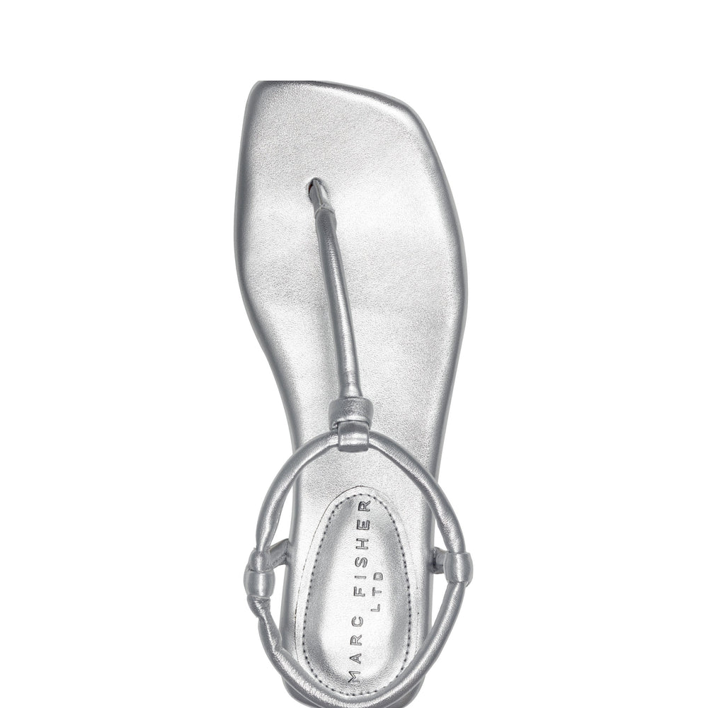 Marc Fisher Maycee Thong Flat Sandal | Silver Leather