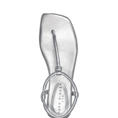 Marc Fisher Maycee Thong Flat Sandal | Silver Leather