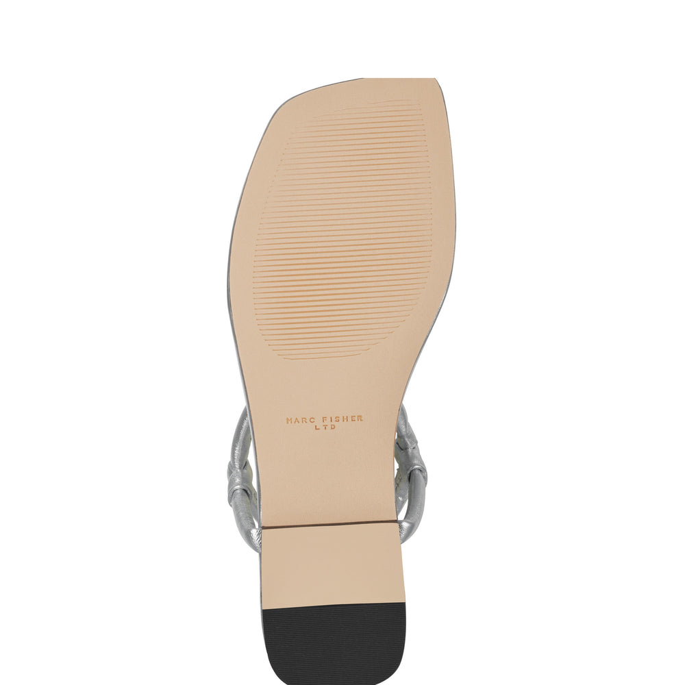 Marc Fisher Maycee Thong Flat Sandal | Silver Leather