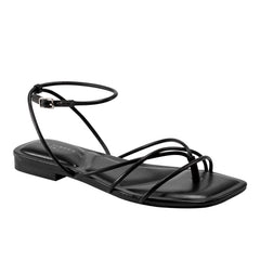 Marc Fisher Mayte Strappy Flat Sandal | Black Leather