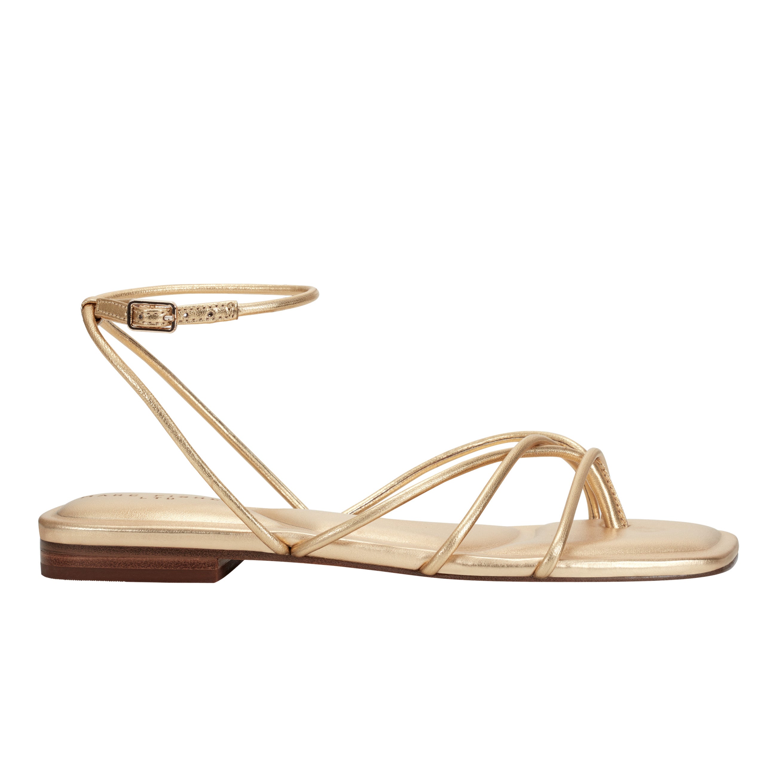 Marc Fisher Mayte Strappy Flat Sandal | Gold Leather