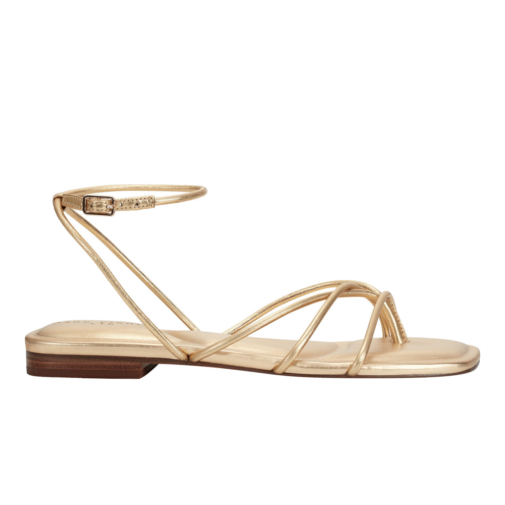 Marc Fisher Mayte Strappy Flat Sandal | Gold Leather