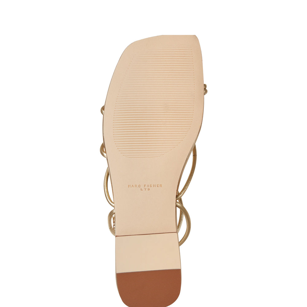 Marc Fisher Mayte Strappy Flat Sandal | Gold Leather