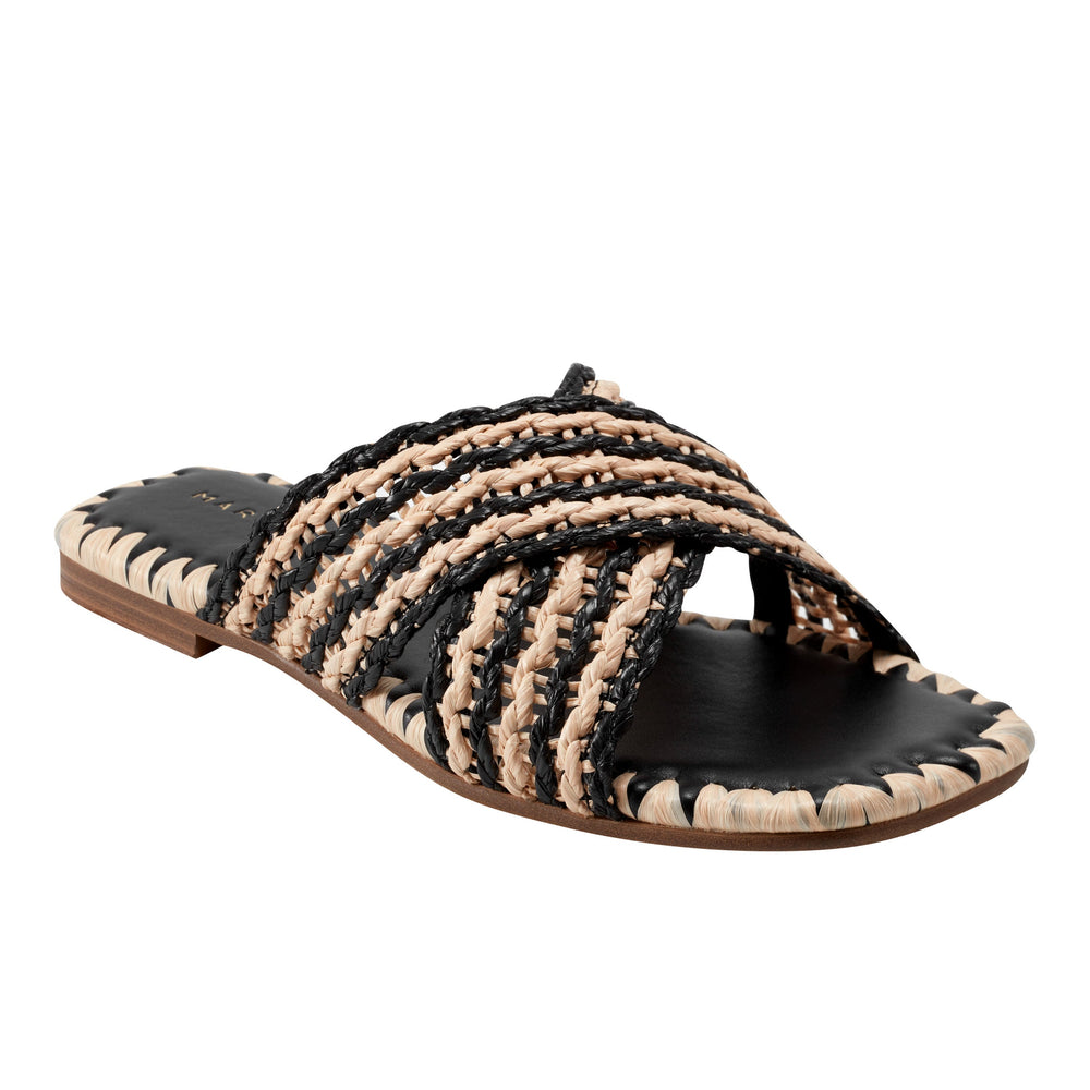 Marc Fisher Nylie Flat Sandal | Natural/Black