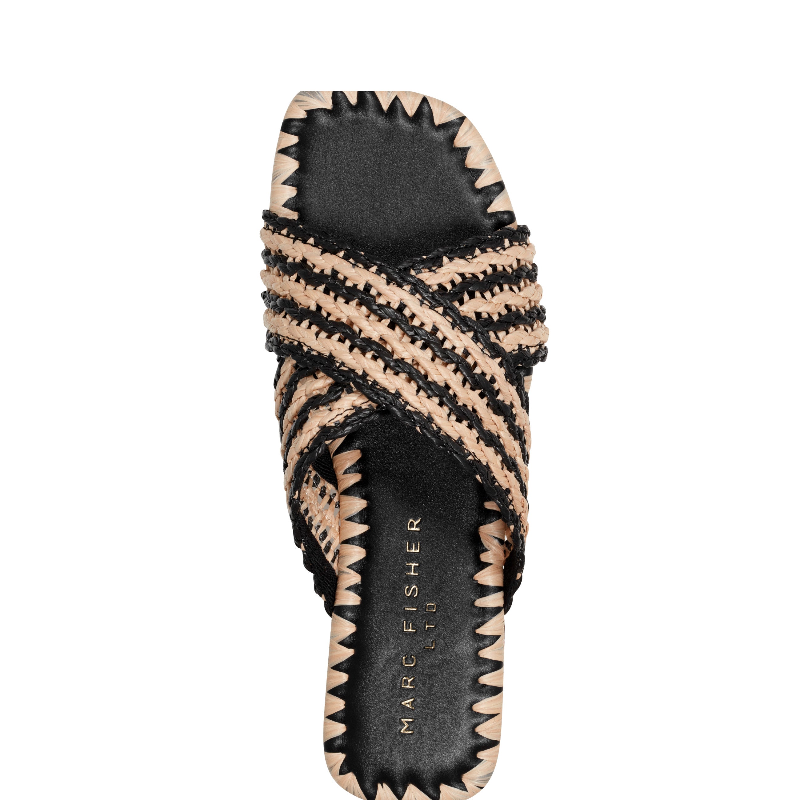 Marc Fisher Nylie Flat Sandal | Natural/Black