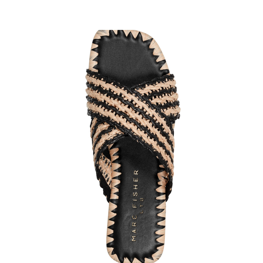 Marc Fisher Nylie Flat Sandal | Natural/Black